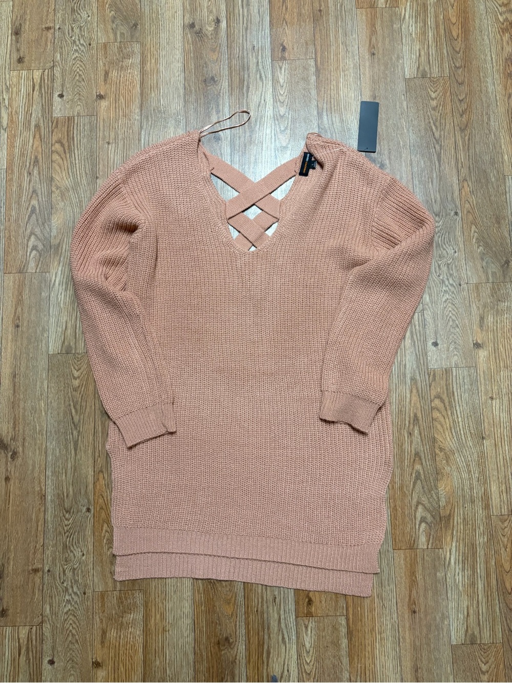 Ambiance Crisscross V-Neck Longline Sweater - Rose